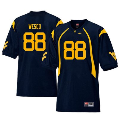 Men's West Virginia Mountaineers NCAA #88 Trevon Wesco Navy Authentic Nike Throwback Stitched College Football Jersey HS15A84UA